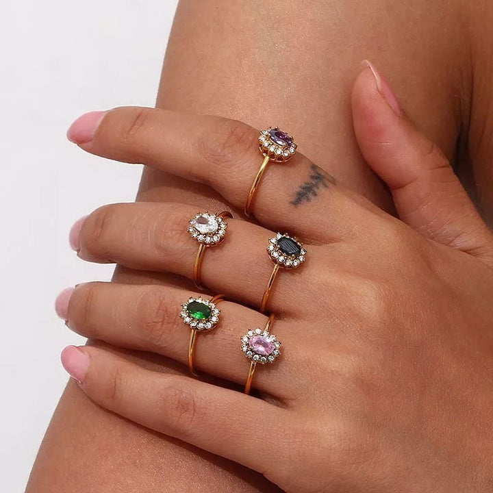 Clara | Green Zirconia Ring 18K Gold