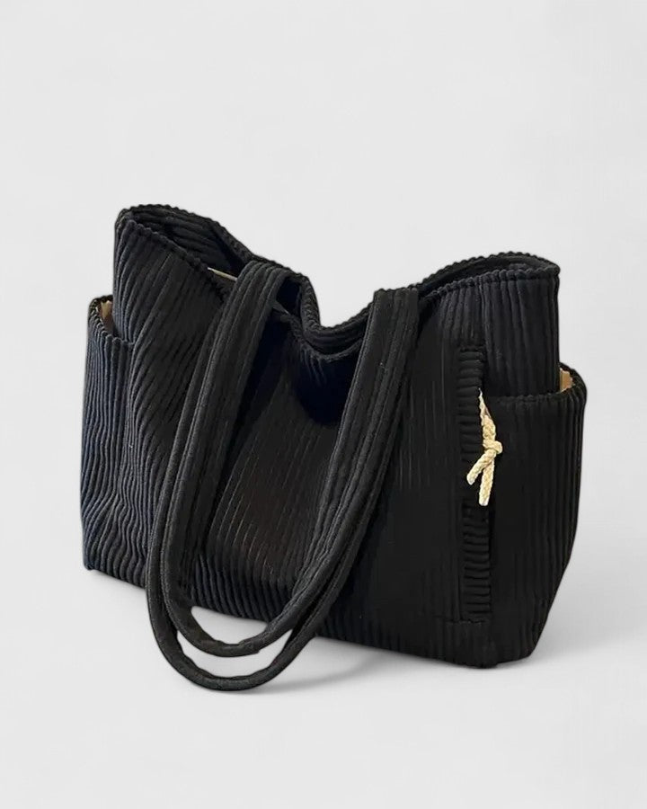 Annie | Luxurious Ribbed Tote Bag with Cord Detail
