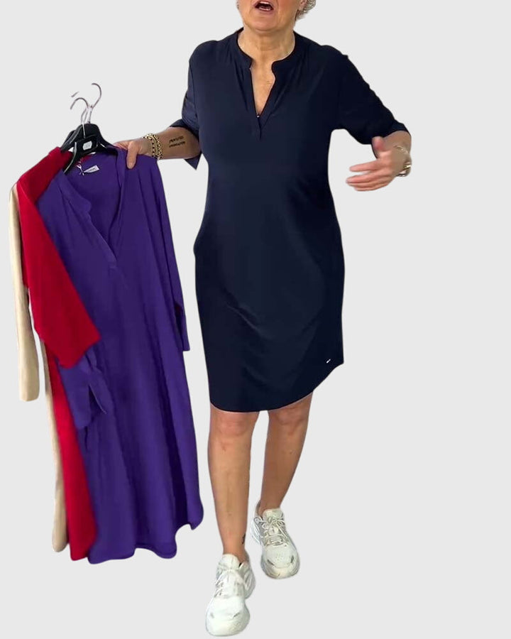 Annie | Solid V-Neck Dress