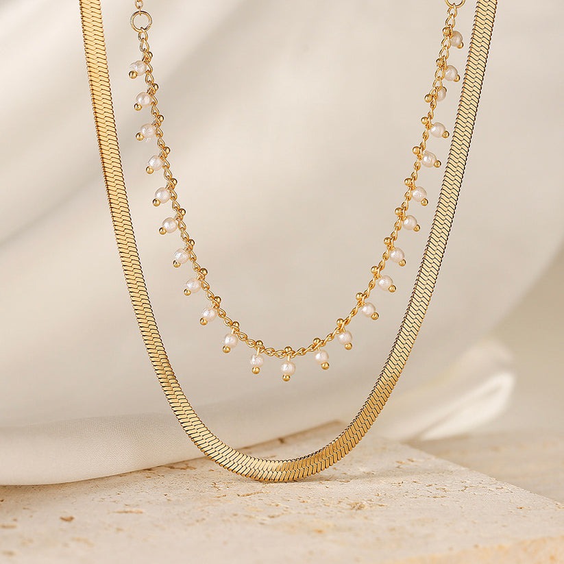 Clara | Luxe Snake Choker & Pearl Jewelry Set 18K Gold