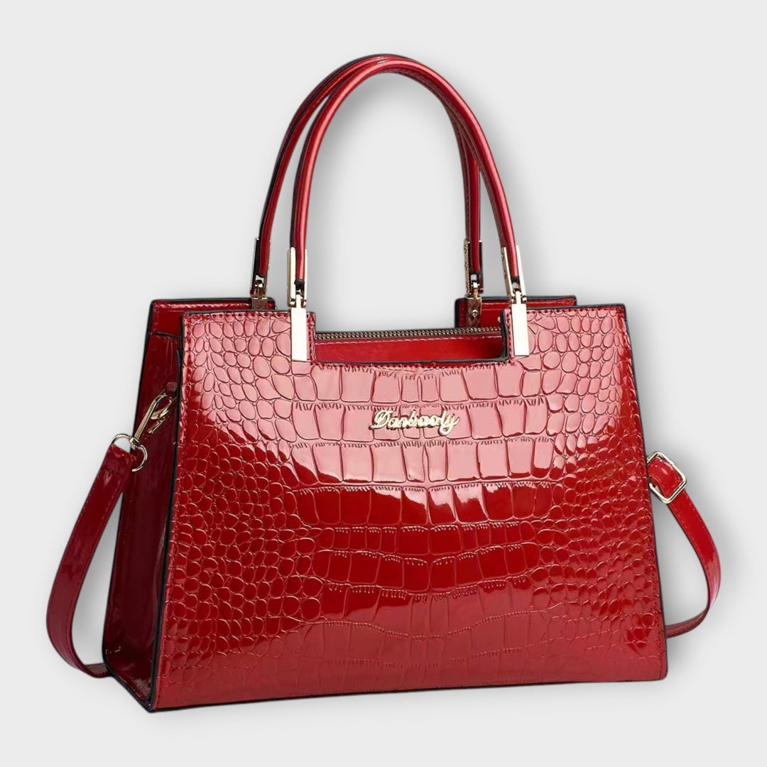 Annie | Glossy Crocodile Pattern Handbag