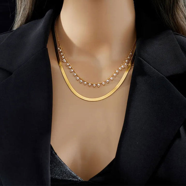 Clara | Luxe Snake Choker & Pearl Jewelry Set 18K Gold