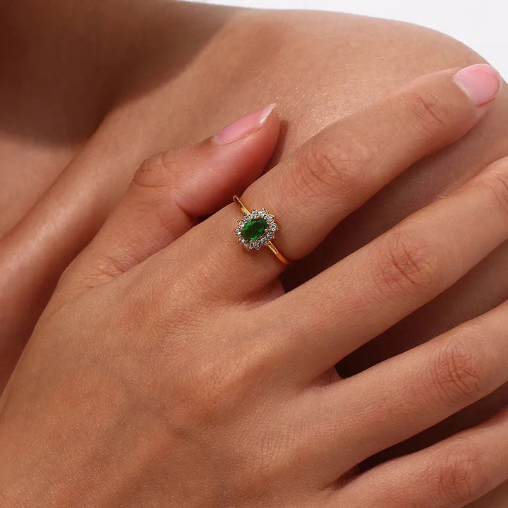 Clara | Green Zirconia Ring 18K Gold