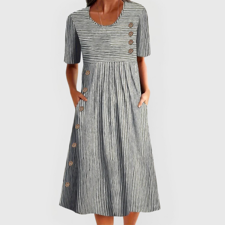 Annie | Striped Midi Dress