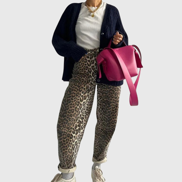 Annie | Vintage Jeans with Leopard Print