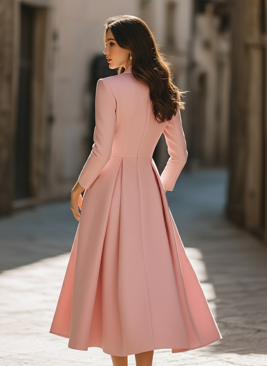 Emily | Elegant Pleated Blazer Midi Dress